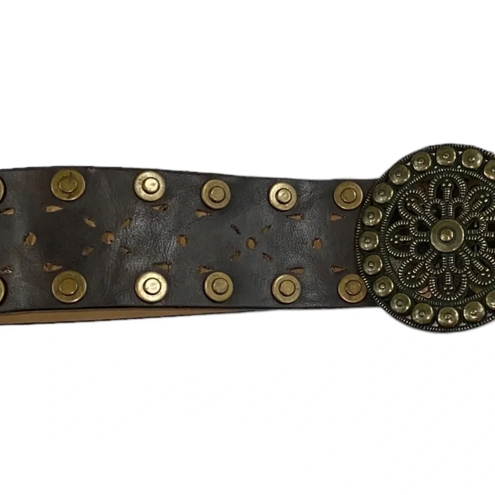 Sonoma Women's Studded Brown‎ Leather Coachella Boho Style Belt Size S